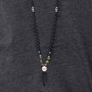 Black Confidence Necklace with Crystal Pendant
